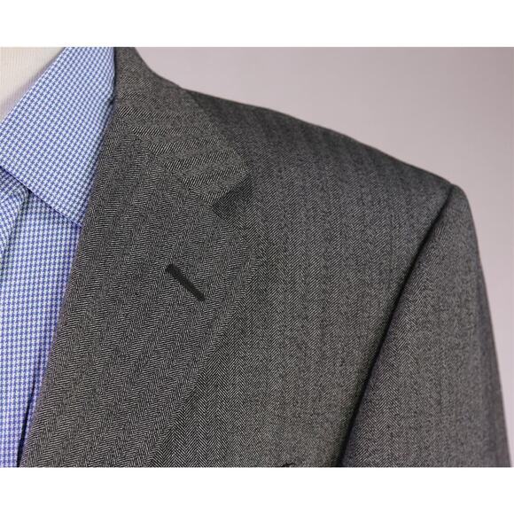 Hickey-Freeman Gray/Black Herringbone Tweed Wool 3-Btn Blazer Sportcoat 42L - Picture 4 of 10